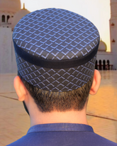 R039-NAVY BLUE CHECKED WITH NAVY BLUE BORDERED