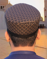 R037-DARK BROWN CHECKED WITH BLACK BORDERED