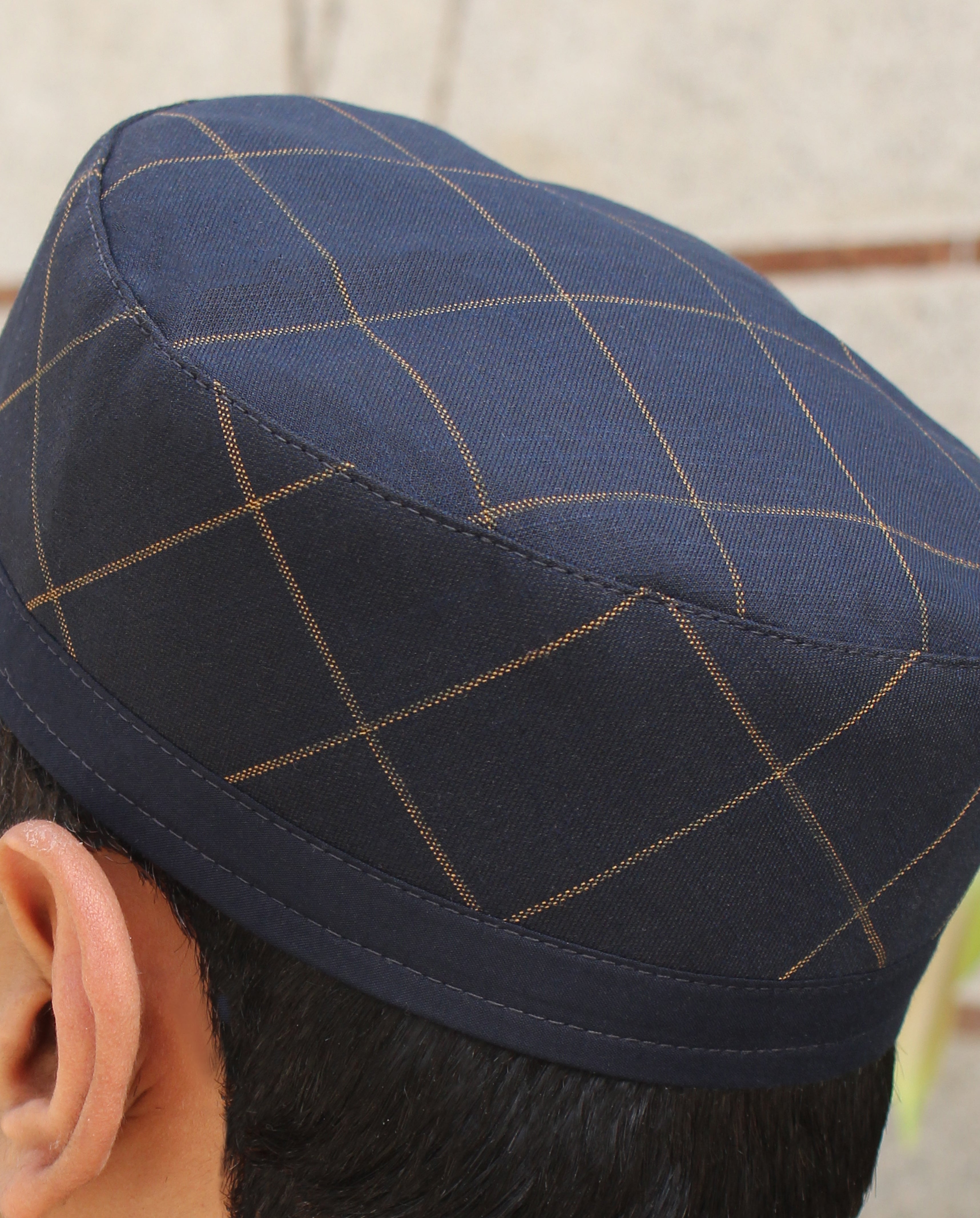R035 -NAVY BLUE CHECKED WITH NAVY BLUE