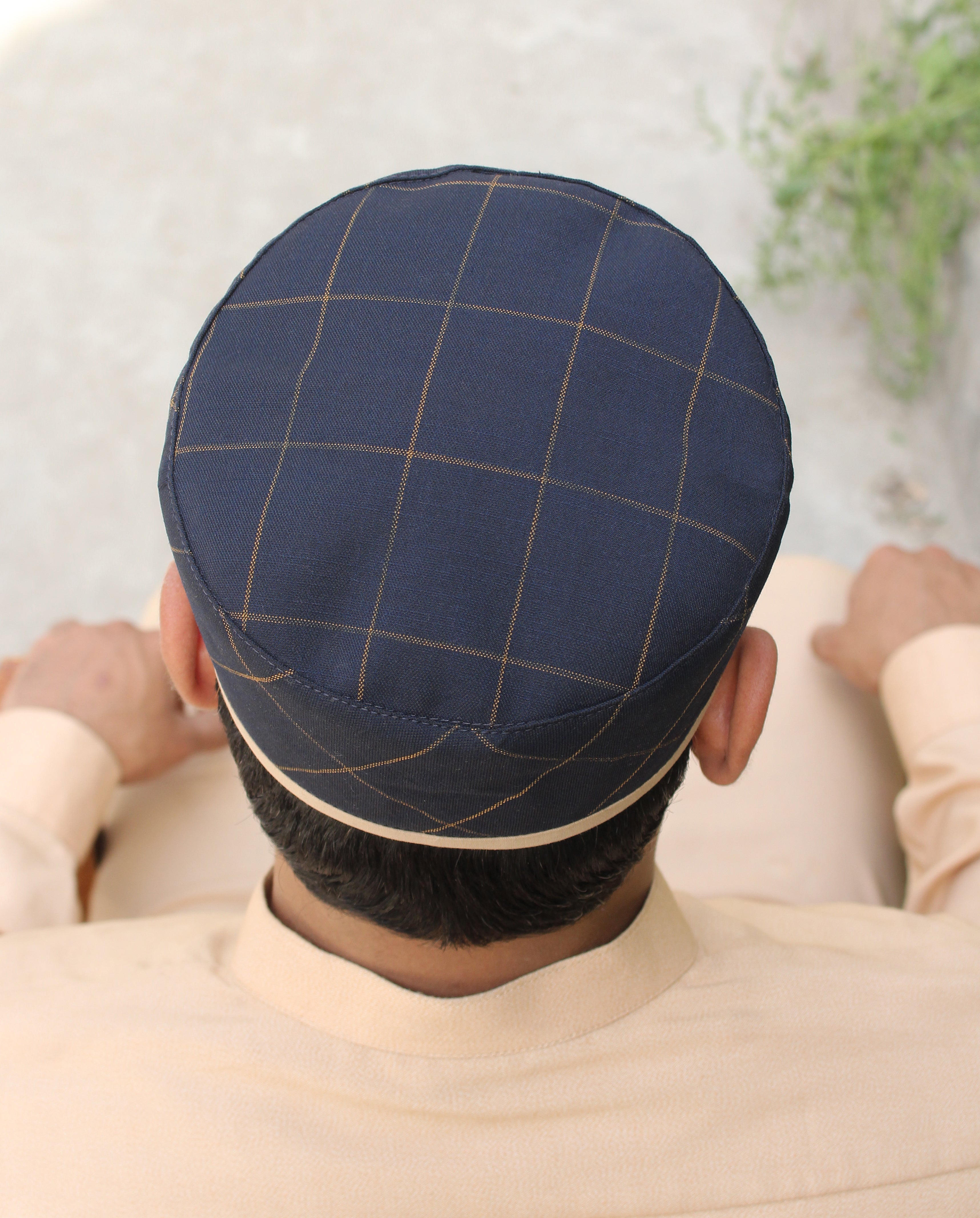 R034 -NAVY BLUE CHECKED WITH SKIN